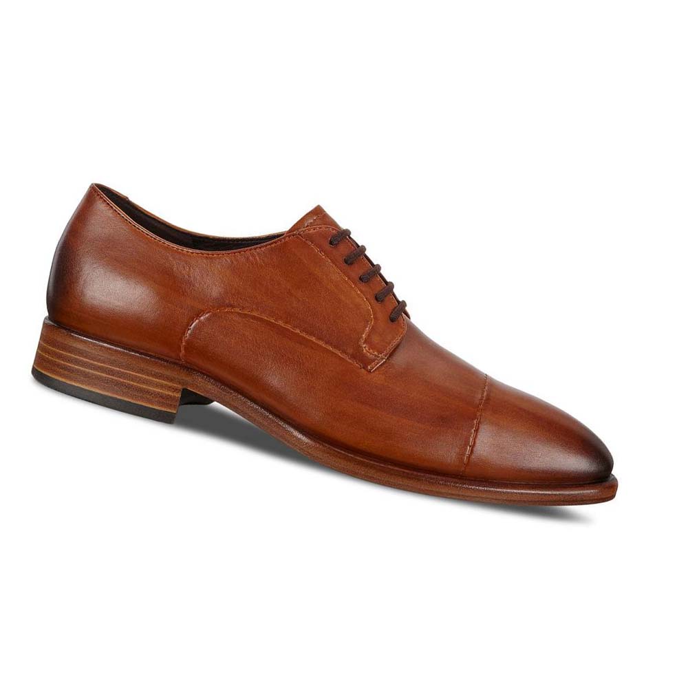 Men\'s Ecco Vitrus Mondial Cap-toe Derby Dress Shoes Orange | USA 539ZUT